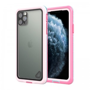 Waterdichte doos waterdichte accessoires telefoon droge tas voor iPhone 11 (roze) transparante achterkant