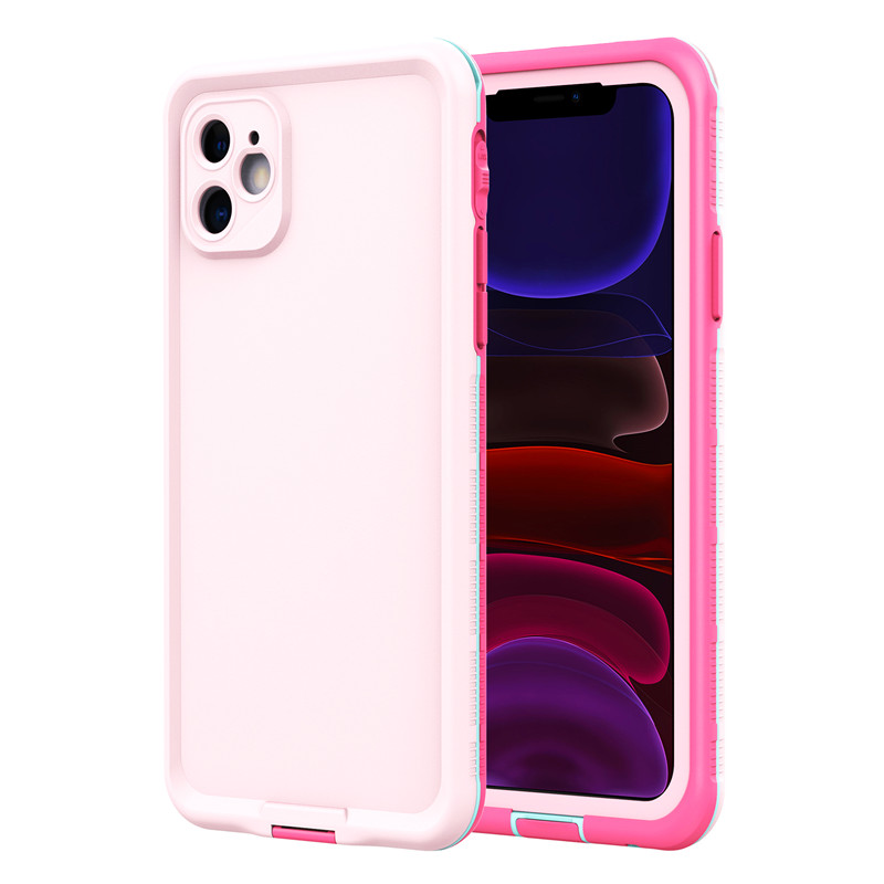 Waterbestendige mobiele telefoon geval water resistente iphone geval het beste waterdichte geval voor iphone 11 (roze) met vaste kleur back cover