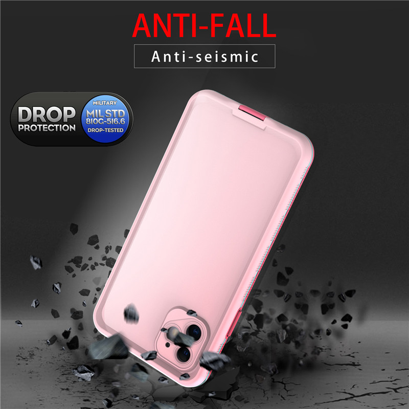 Waterbestendige mobiele telefoon geval water resistente iphone geval het beste waterdichte geval voor iphone 11 (roze) met vaste kleur back cover