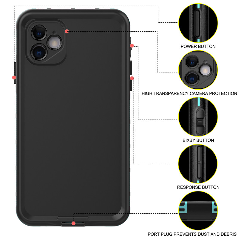 Levensproof telefoon geval iphone 11 beste waterdichte zak voor iphone 11 zwemtelefoon case (blauw) met vaste kleur back cover