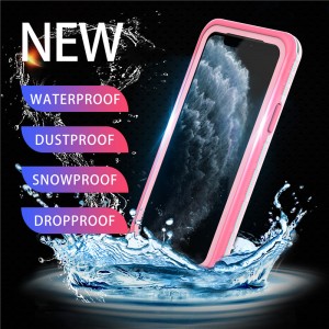 Apple iphone 11 voor waterdichte 100 waterdichte telefoon geval iphone 11 voor waterdichte puch (roze) met vaste kleur rug cover