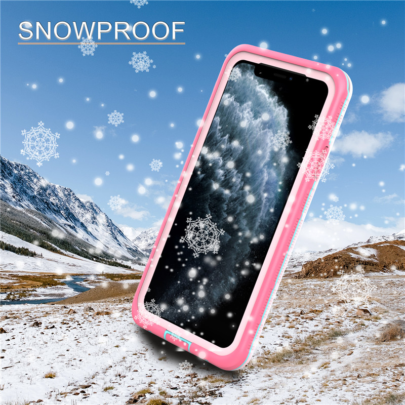 Waterdichte hoes zak stofdicht iphone 11 pro max hoes drycase waterdichte mobiele telefoon case (roze) met transparante achterkant