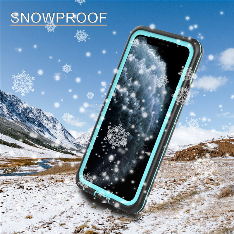 Iphone beschermende gevallen waterdicht plastic geval waterdicht onderwater waterdicht geval voor iphone 11 pro max (blue) met vaste kleur back cover