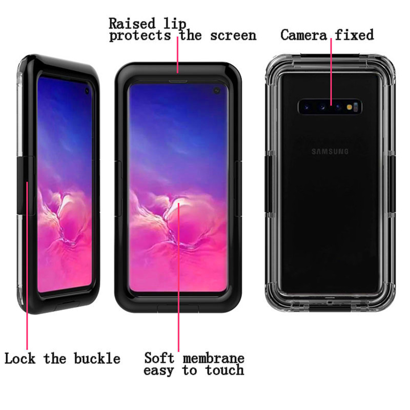 Waterdichte telefoonhouderhouder plastic behuizing waterdichte zwemceltelefoonhoes voor Samsung S10 (zwart)
