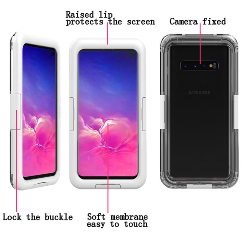 Telefoonzaken met water in hen telefoon water beschermer leven case voor Samsung S10 (White)