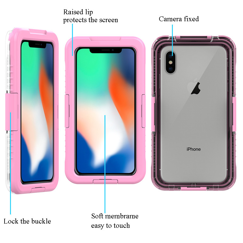 Goede waterdichte zaken droge zak voor iphone XS Max mobiele telefoon wterproof zak (Pink)