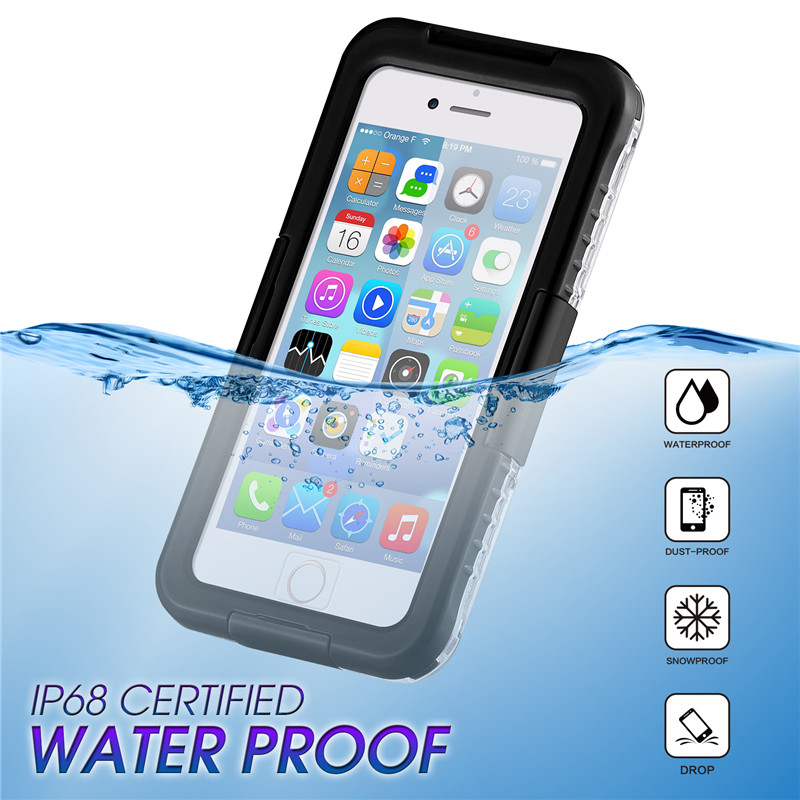 Nieuwe reddingsbestendige zaak iphone 8 plus sneeuwbestendige iphone geval beste waterdichte 8 plus case (Black)